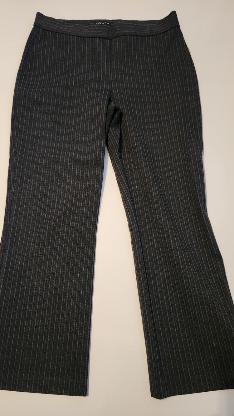 JNY Jones New York Pinstripe Dress Pants Womens Size L Large Gray Career #509